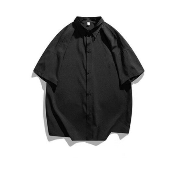 熱推夏季純色短袖襯衫（黑色）【M-3XL碼】【下單後聯絡客服確認發貨尺碼】
