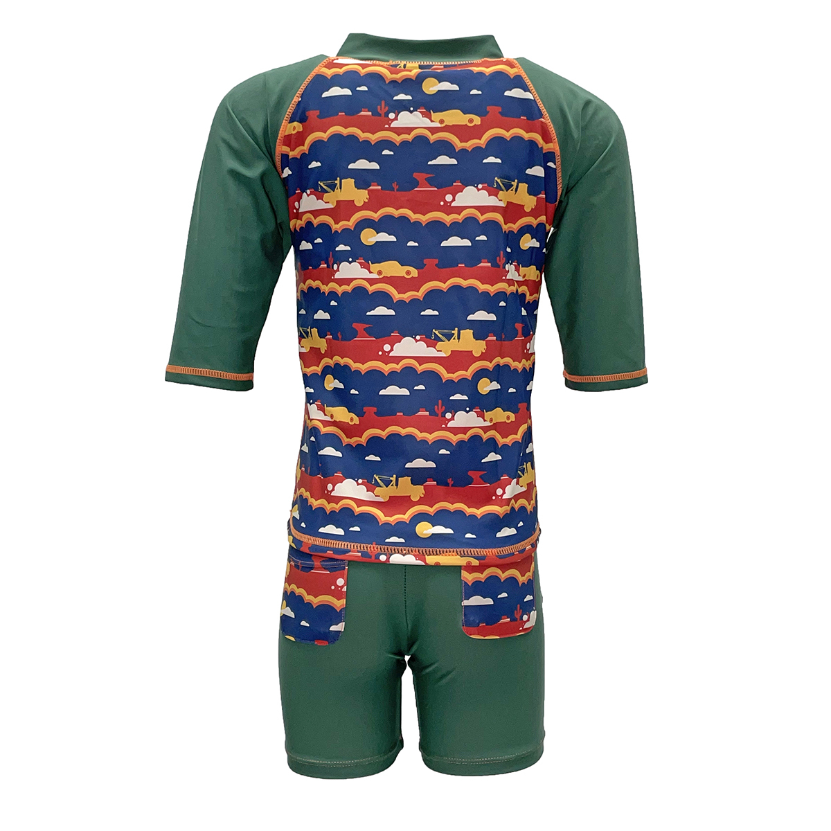 兒童反斗車王游泳防曬套裝 - 深綠