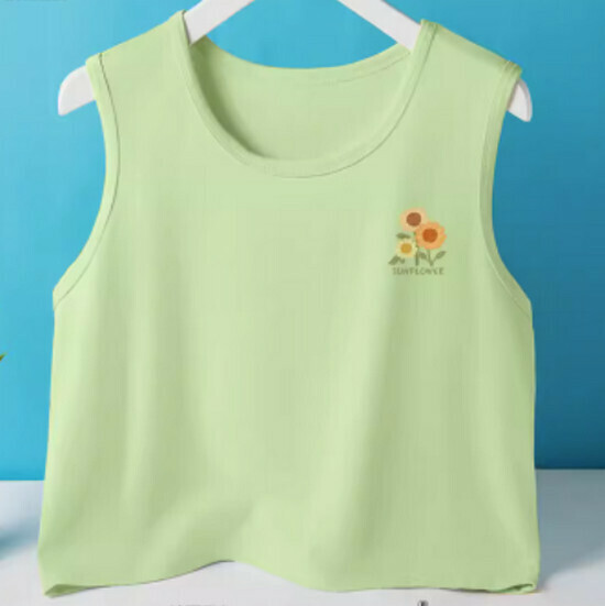 Hot selling short vest pure cotton [Fruit Green (Sunny Blossoming)] [S-2XL Size] (please contact customer service to confirm the delivery size after placing the order)
