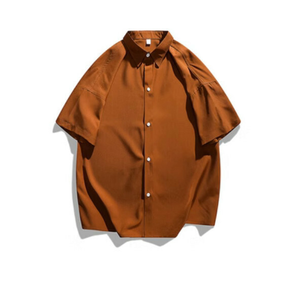 熱推夏季純色短袖襯衫（深咖色）【M-3XL碼】【下單後聯絡客服確認發貨尺碼】