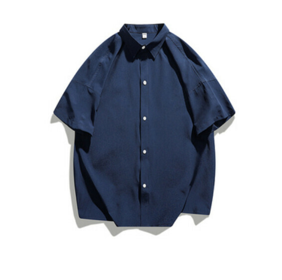 熱推夏季純色短袖襯衫（深藍色）【M-3XL碼】【下單後聯絡客服確認發貨尺碼】