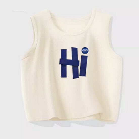 Hot selling pure cotton short vest [Milk White (Hi Hello)] [S-2XL size] (please contact customer service to confirm the delivery size after placing the order)