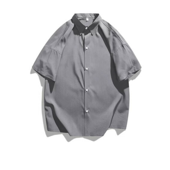熱推夏季純色短袖襯衫（中灰色）【M-3XL碼】【下單後聯絡客服確認發貨尺碼】