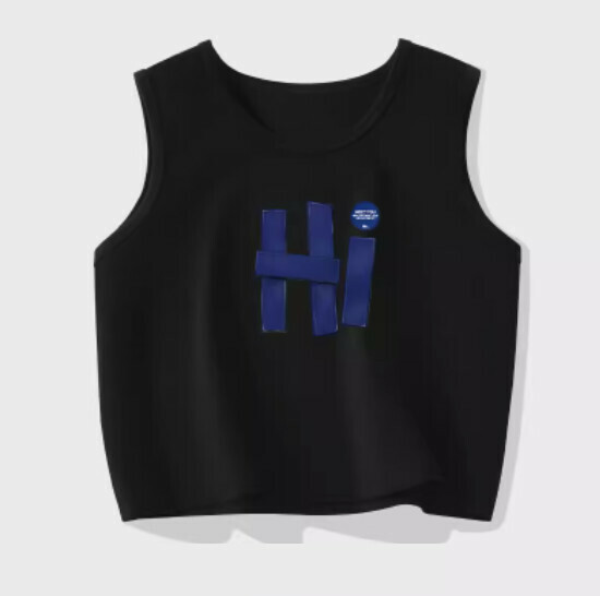 Hot selling pure cotton short vest [Black (Hi Hello)] [S-2XL size] (please contact customer service to confirm the delivery size after placing the order)
