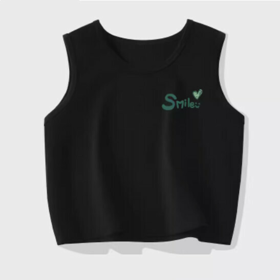 Hot selling pure cotton short vest [Black (Good Mood)] [S-2XL size] (please contact customer service to confirm the delivery size after placing the order)