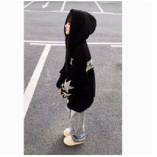 Hot selling hooded loose jacket [black] [M-2XL] (please contact customer service to confirm the delivery size after placing the order)