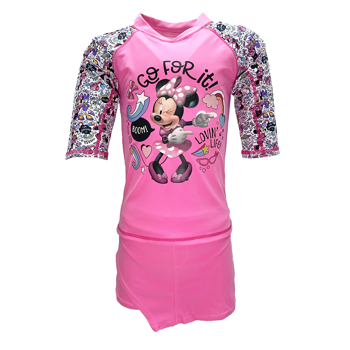 兒童米妮游泳防曬套裝 - 粉紅