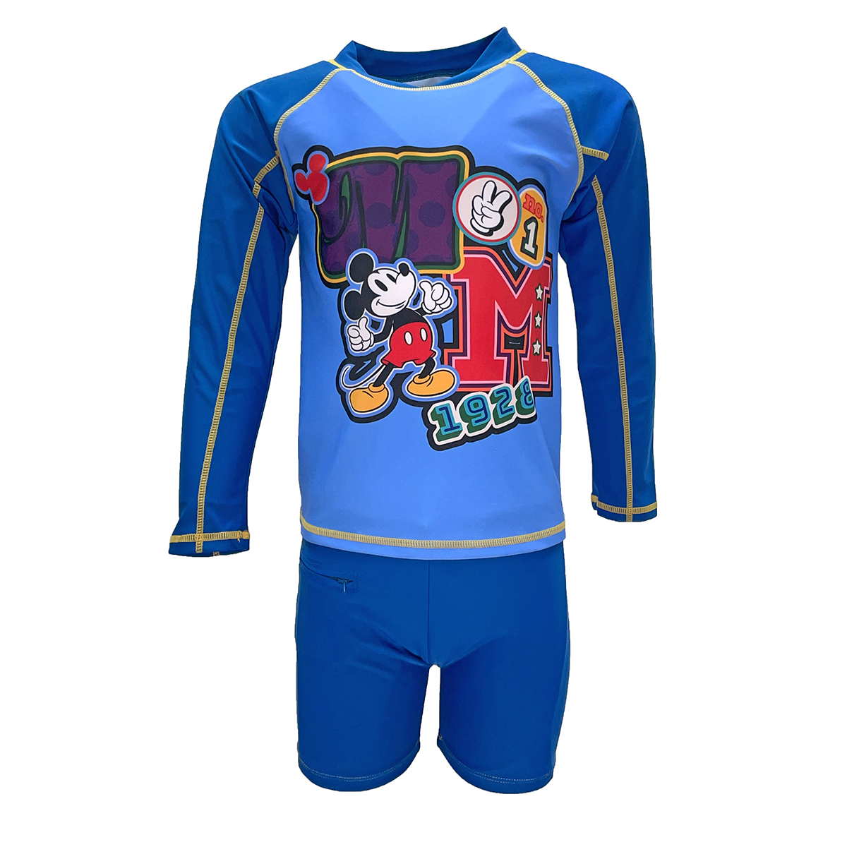 兒童米奇游泳防曬套裝 - 深藍