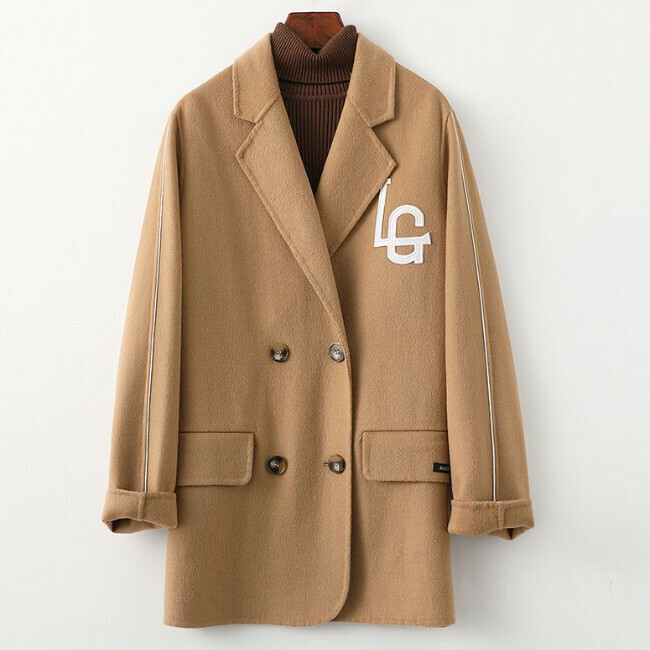 Hot selling mid-length double-sided woolen jacket (one size fits all) (camel color)