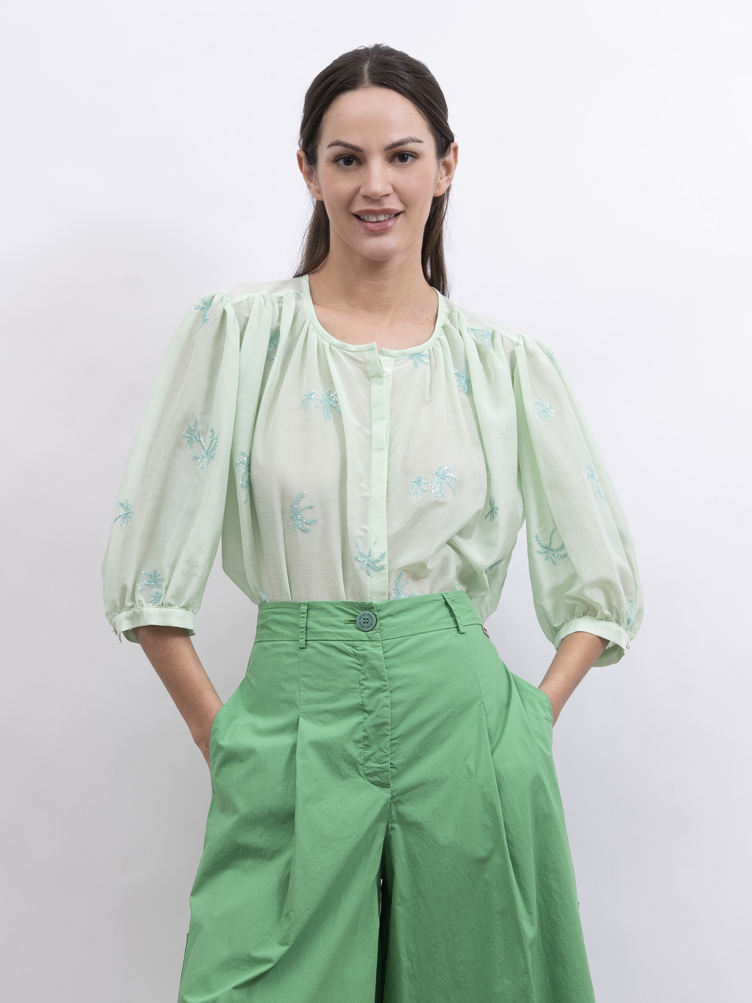 Ottod'Ame 釘珠刺繡七分袖恤衫