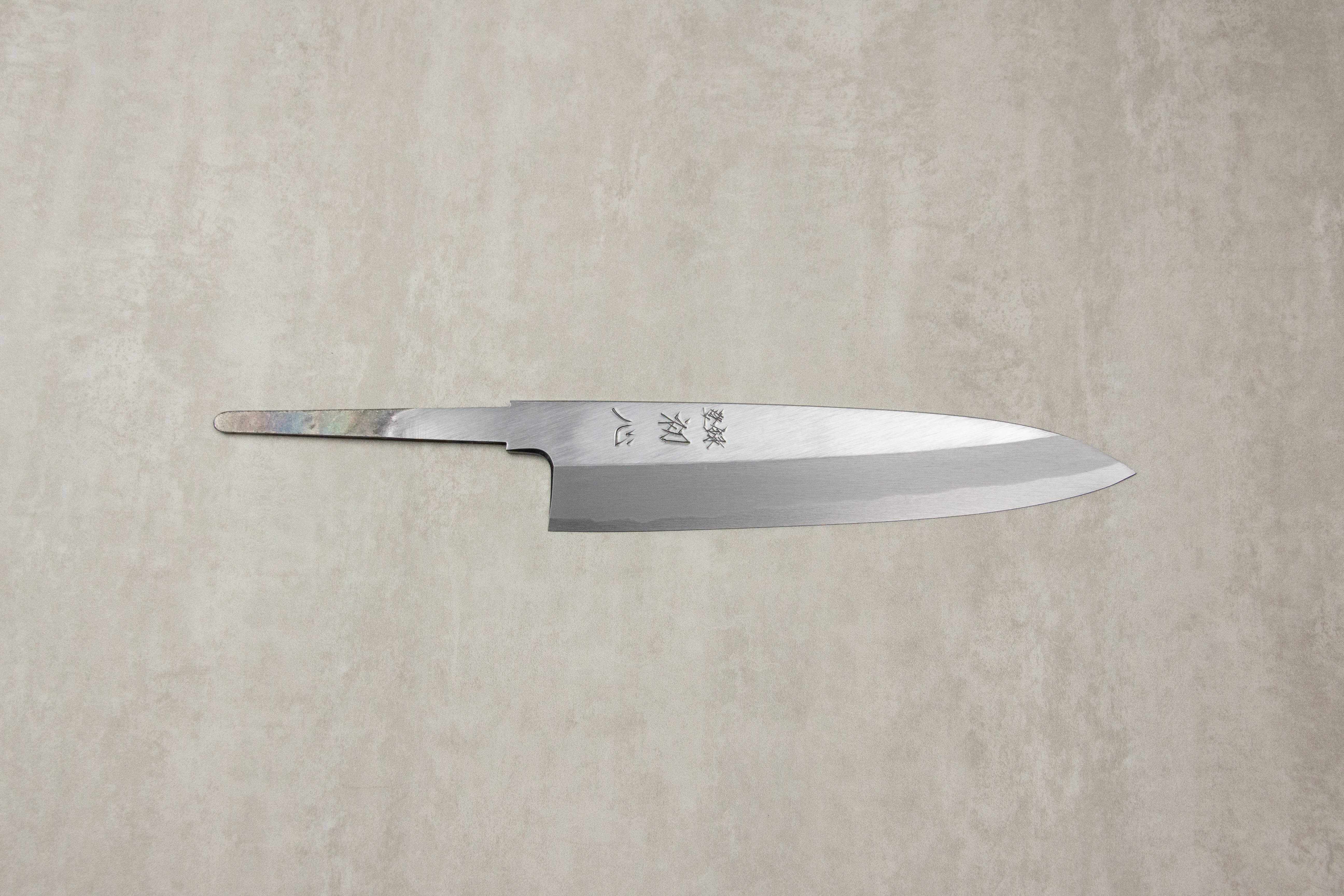 初心白鷺白二鋼單刃牛刀210 mm ***刀條*** (圖例為「黑檀木白水牛角