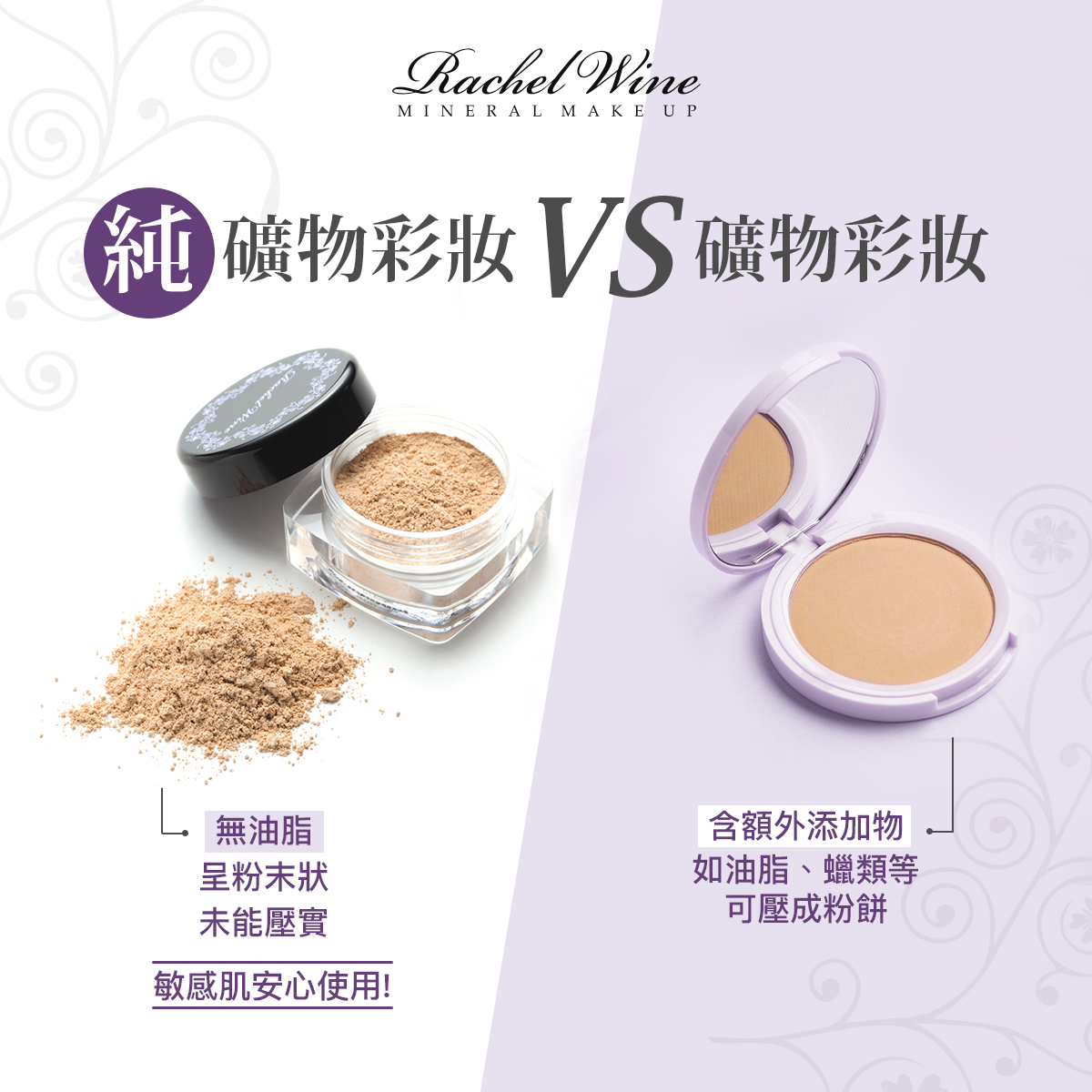 純礦物粉底對比一般礦物彩妝