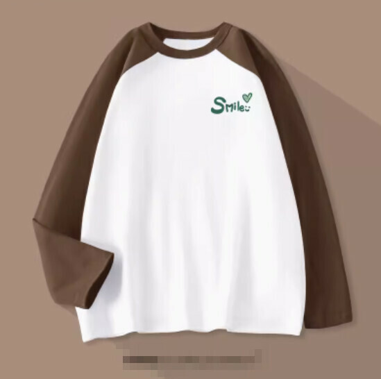 Hot selling raglan long-sleeved T-shirt [Coffee color (good mood)] [S-2XL size] (please contact customer service to confirm the delivery size after placing the order)
