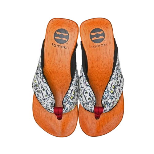 Tamaki Tsubame - 白色的貓圖案木屐 450g