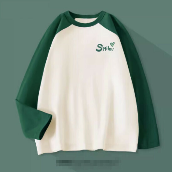 Hot selling raglan long-sleeved T-shirt [Green (Good Mood)] [S-2XL size] (please contact customer service to confirm the delivery size after placing the order)