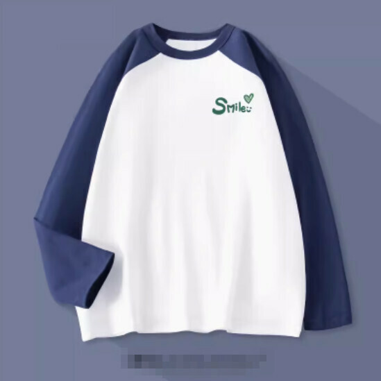 Hot selling raglan long-sleeved T-shirt [Navy Blue (Dark Green Smile)] [S-2XL size] (please contact customer service to confirm the delivery size after placing the order)