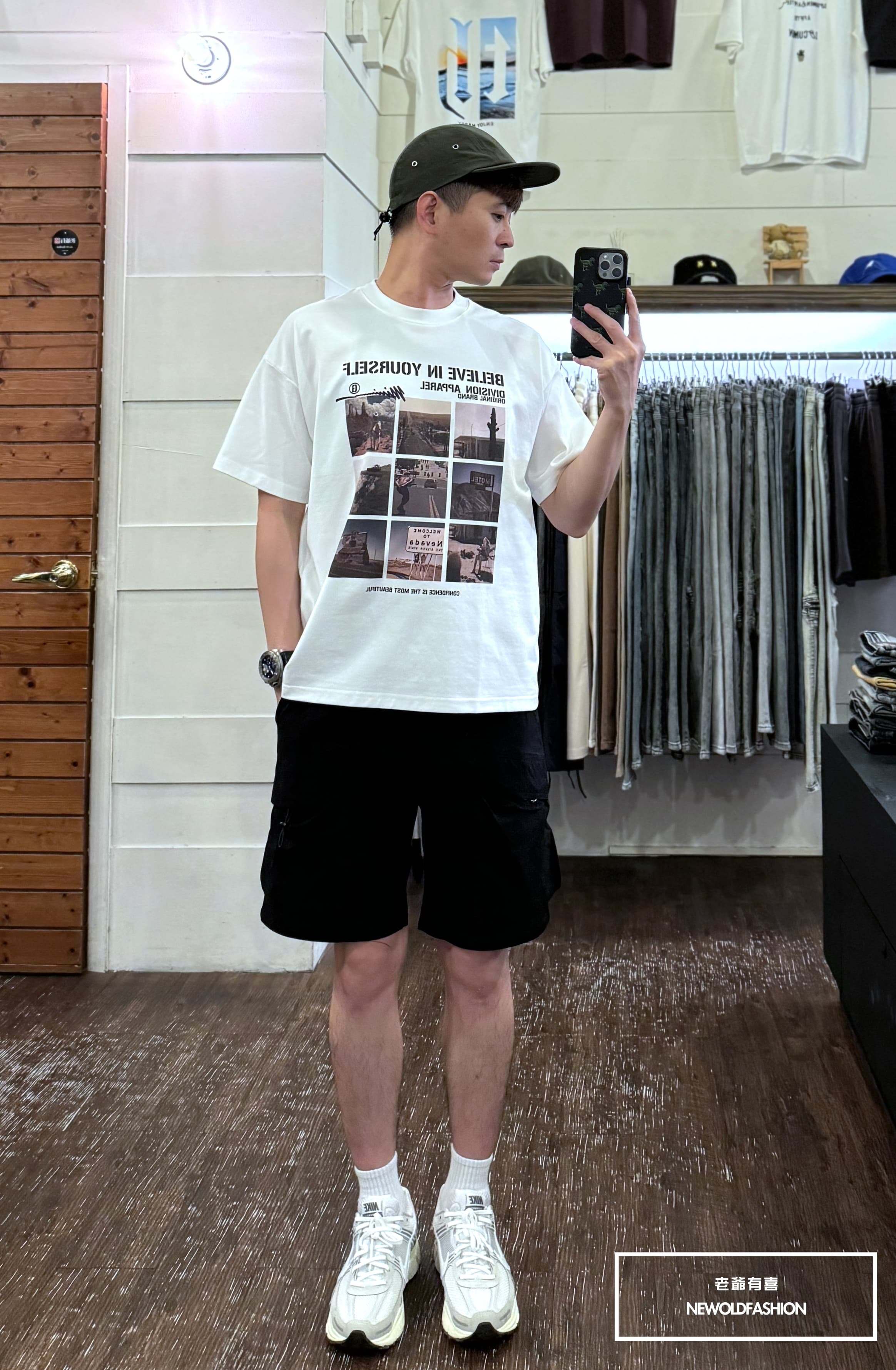 『新品上市』重磅復古相片印短T(NOF2405S5013)-白