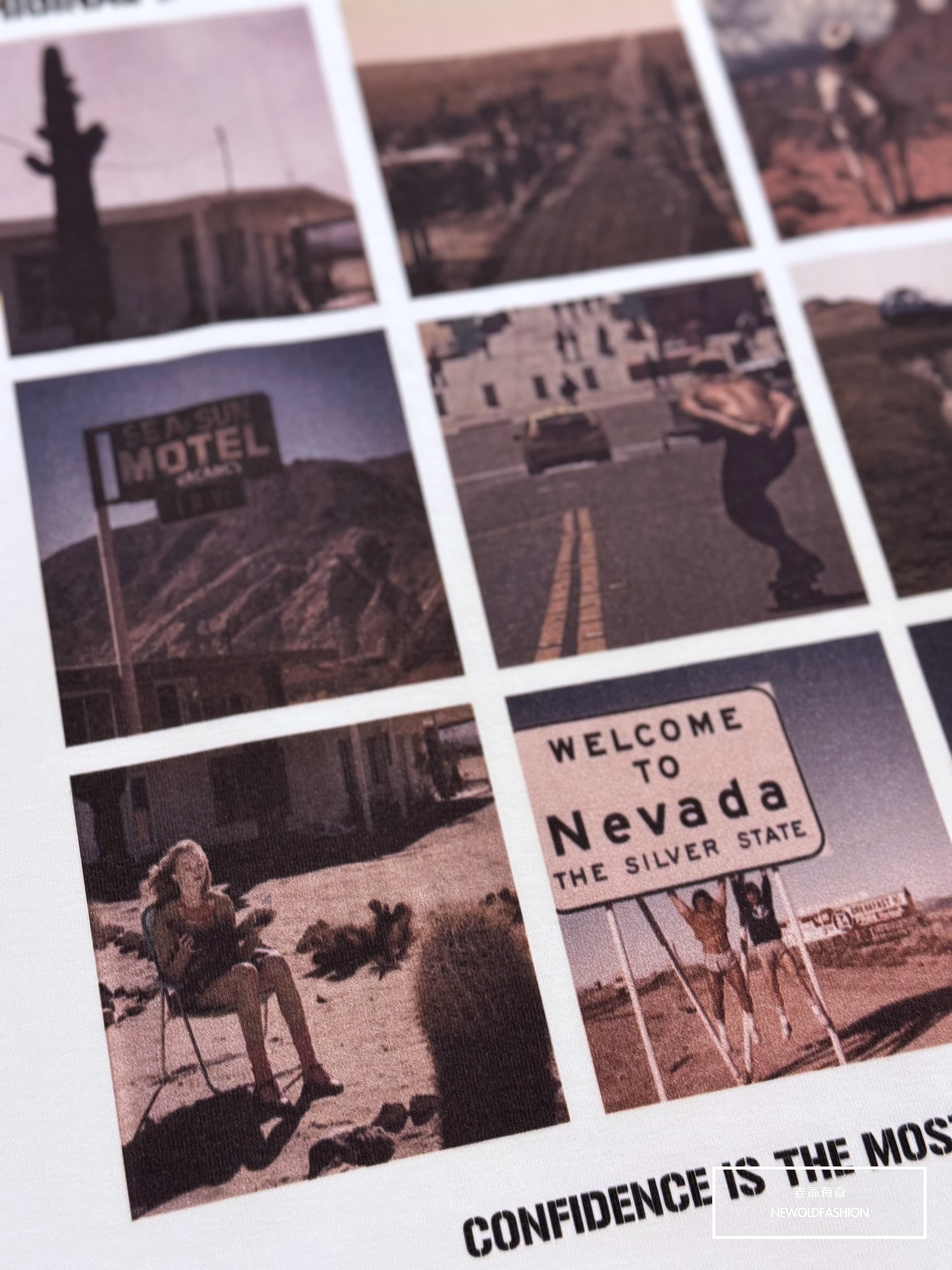 『新品上市』重磅復古相片印短T(NOF2405S5013)-白