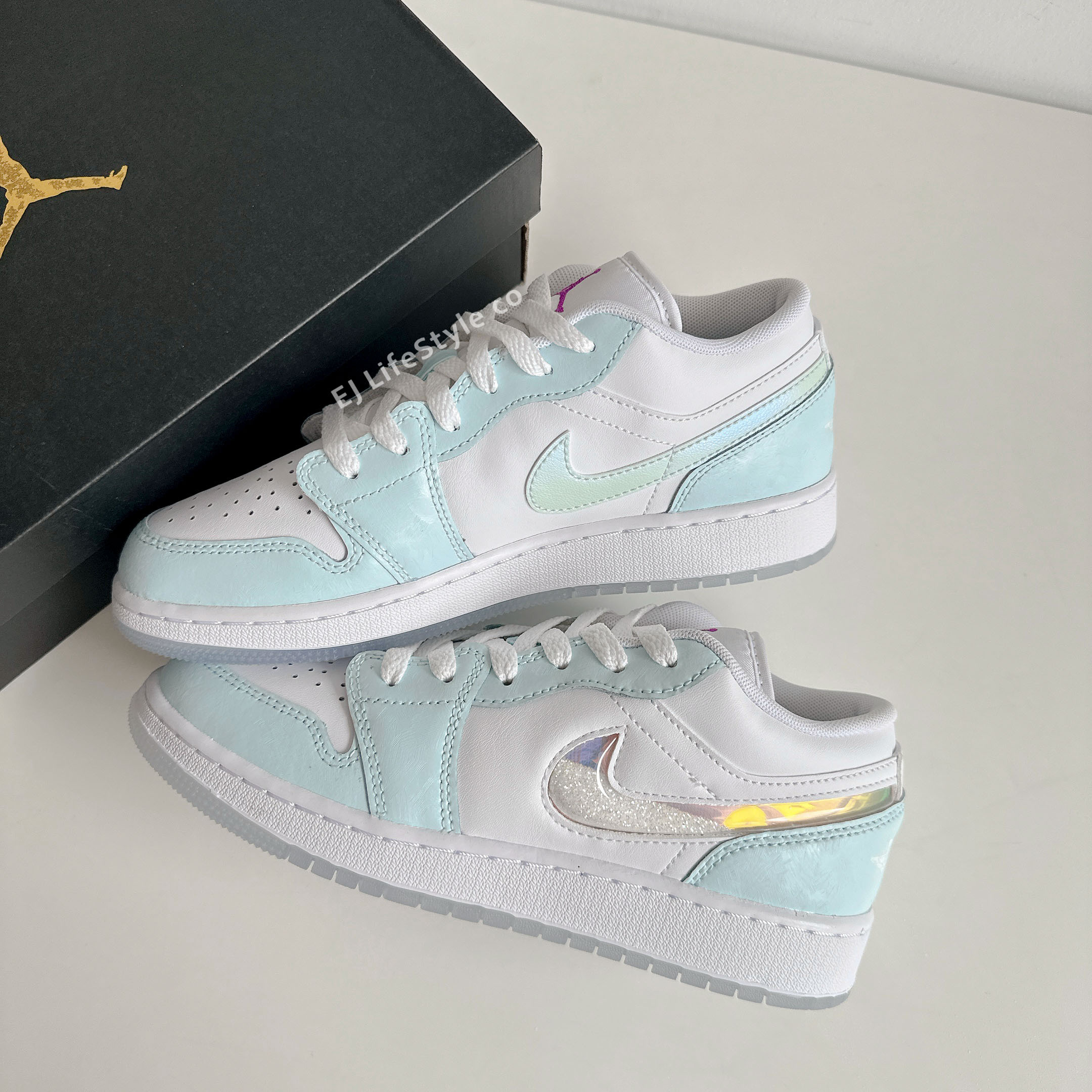 NIKE AIR JORDAN 1 AJ1 流沙蘇打 薄荷綠 藍綠 雷射光 大童鞋 HJ3481-491 / 現貨