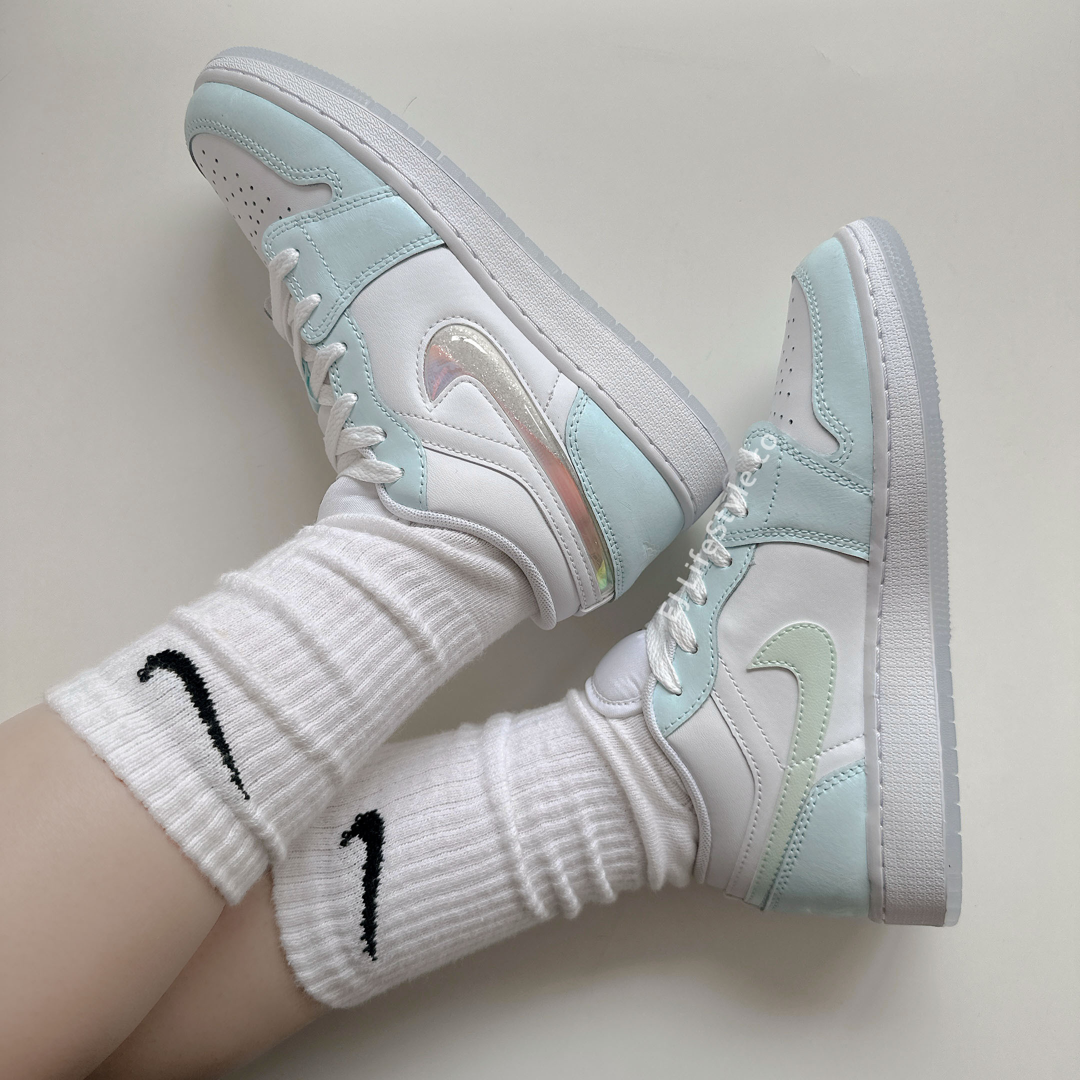 NIKE AIR JORDAN 1 AJ1 流沙蘇打 薄荷綠 藍綠 雷射光 大童鞋 HJ3481-491 / 現貨