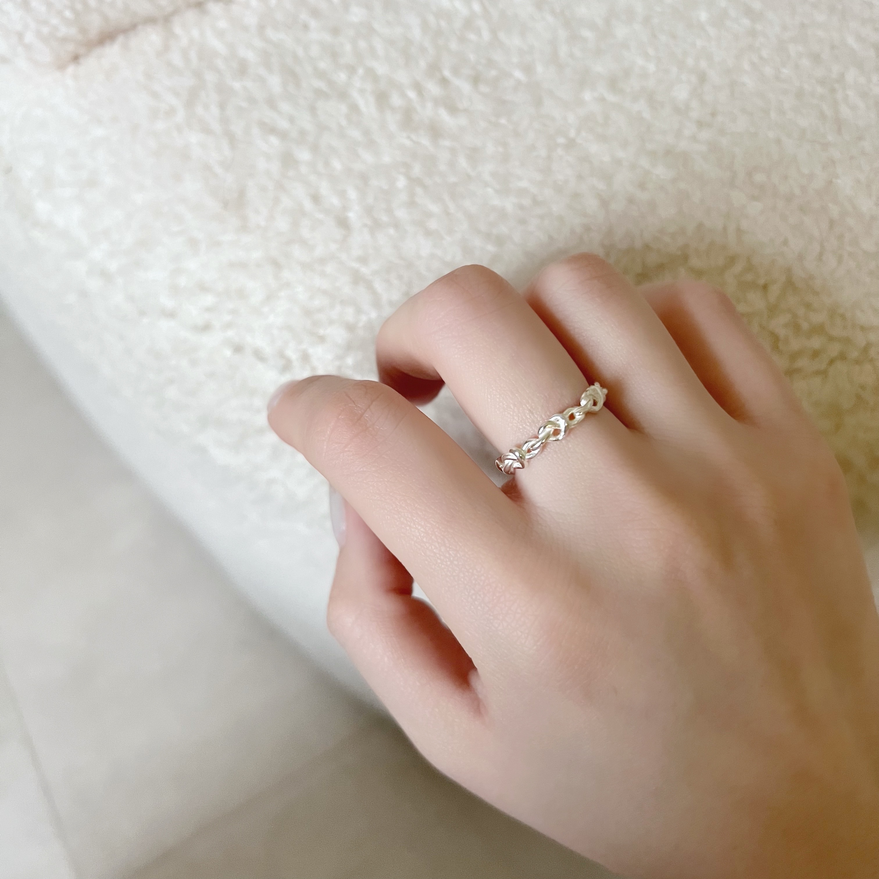 整圈愛心鎖鏈戒指