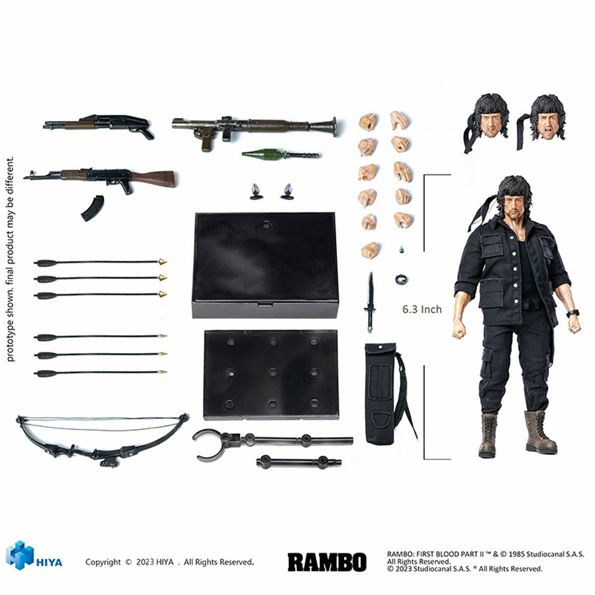 Hiya Toys 1/12 First Blood Part II Exquisite Super Series John Rambo Action Figure