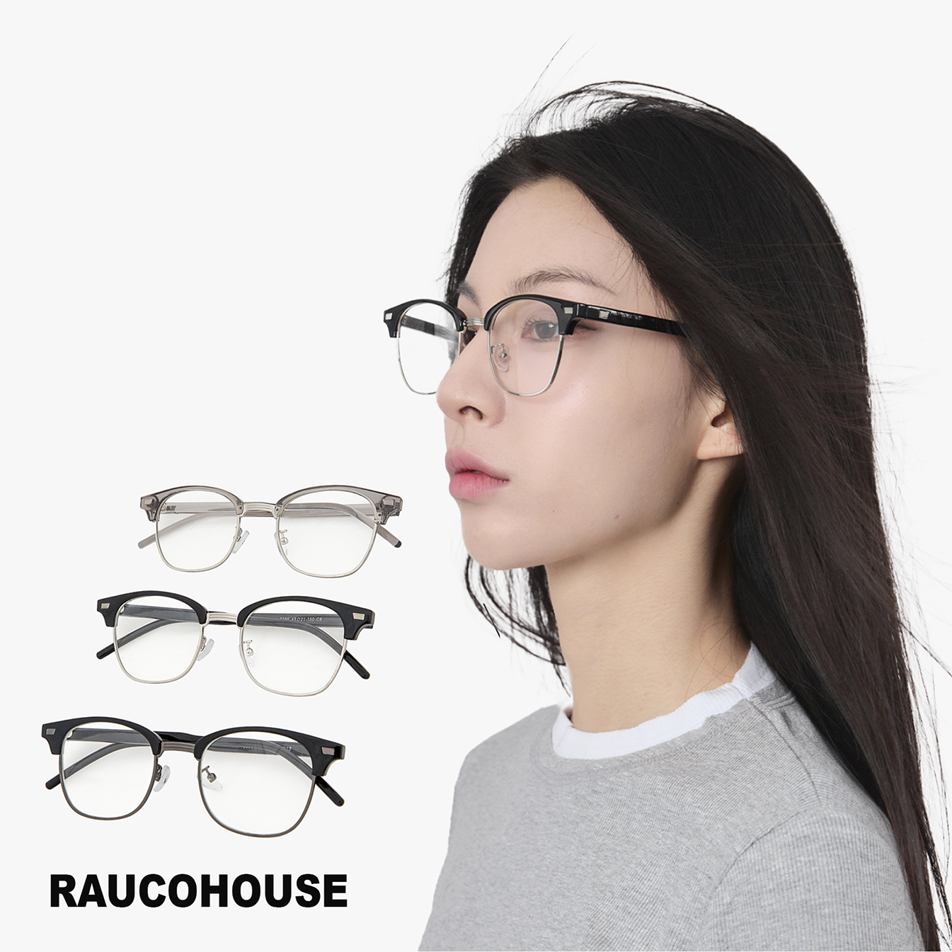 🇰🇷韓國 Raucohouse G10 方框 半框 復古 鏡框 眼鏡框（3 COLOR）