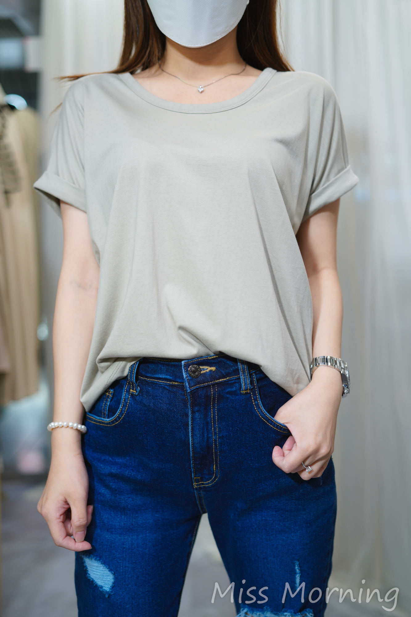 圓領淨色上衣(13924)