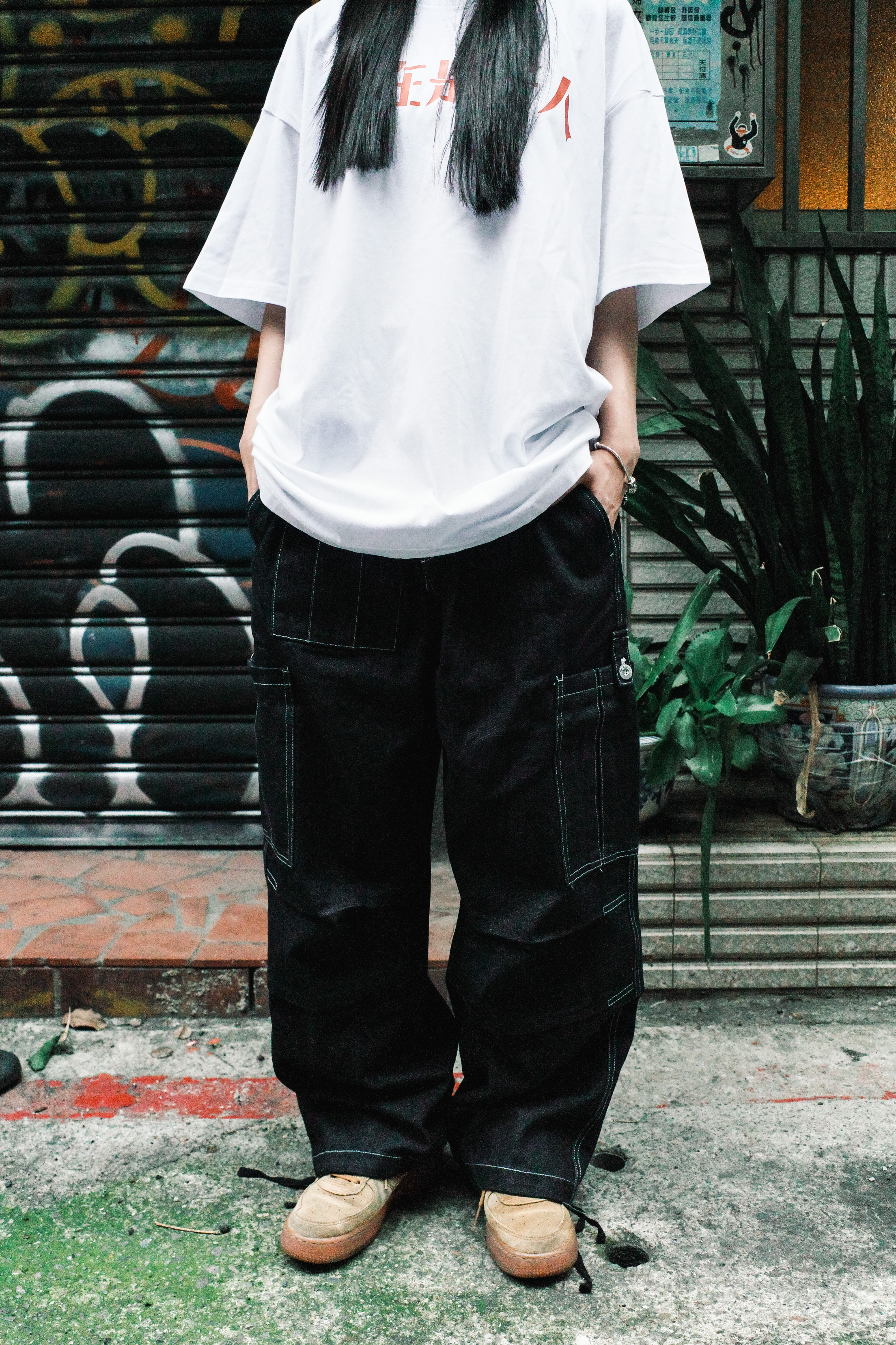 『Always_Good』多口袋 立體剪裁 牛仔 闊腿 長褲