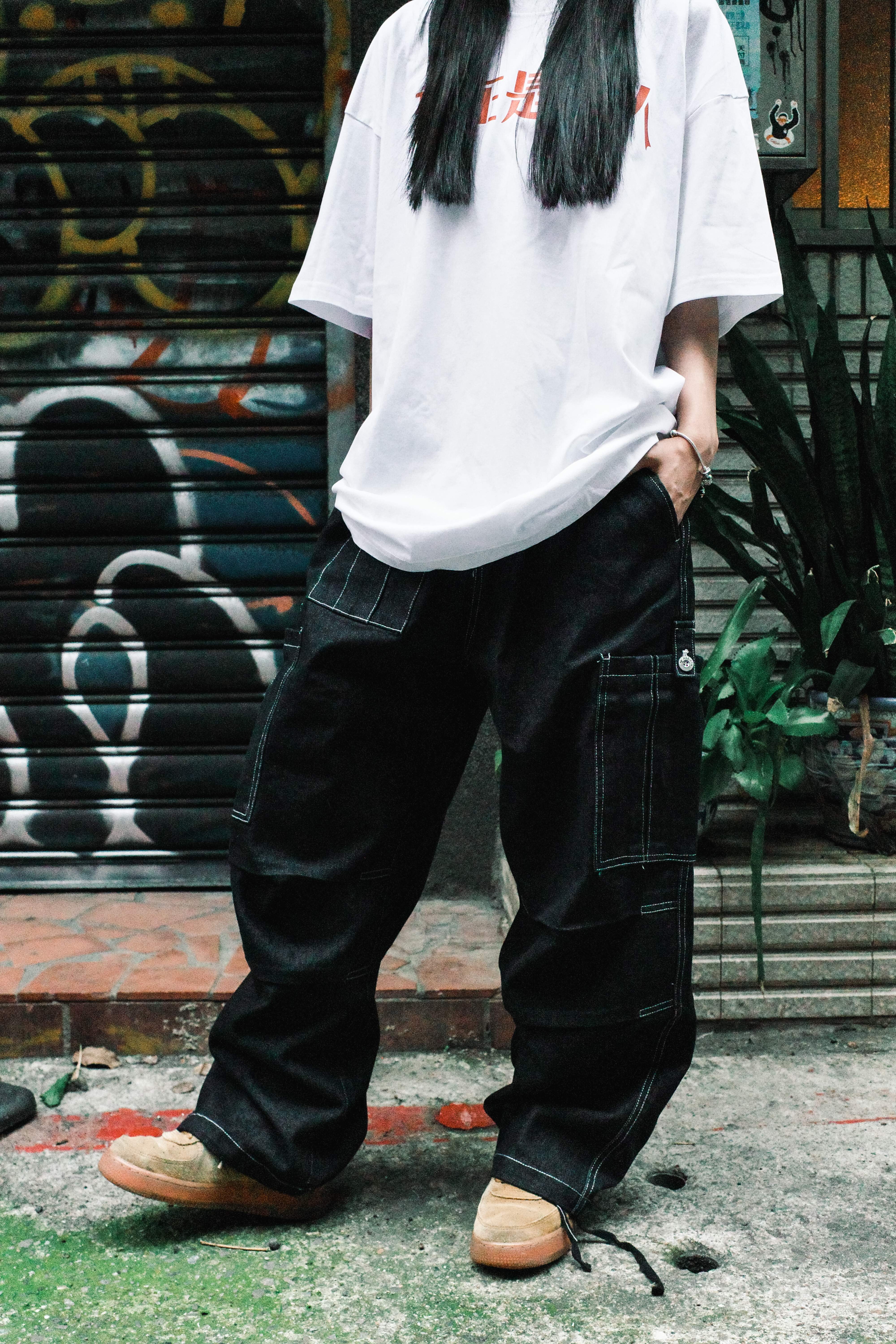 『Always_Good』多口袋 立體剪裁 牛仔 闊腿 長褲