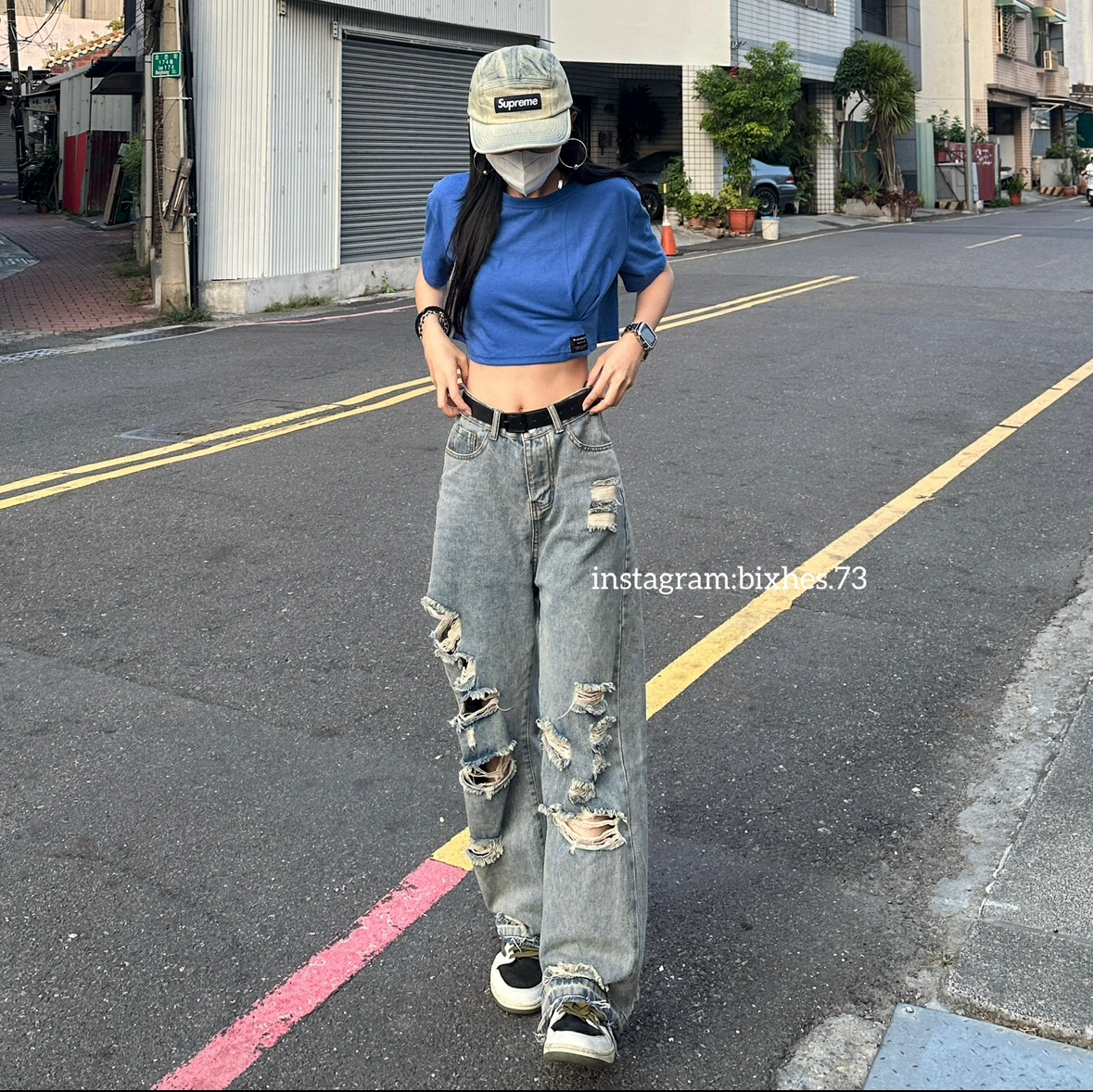 歐美刷舊破洞牛仔褲(E00018)