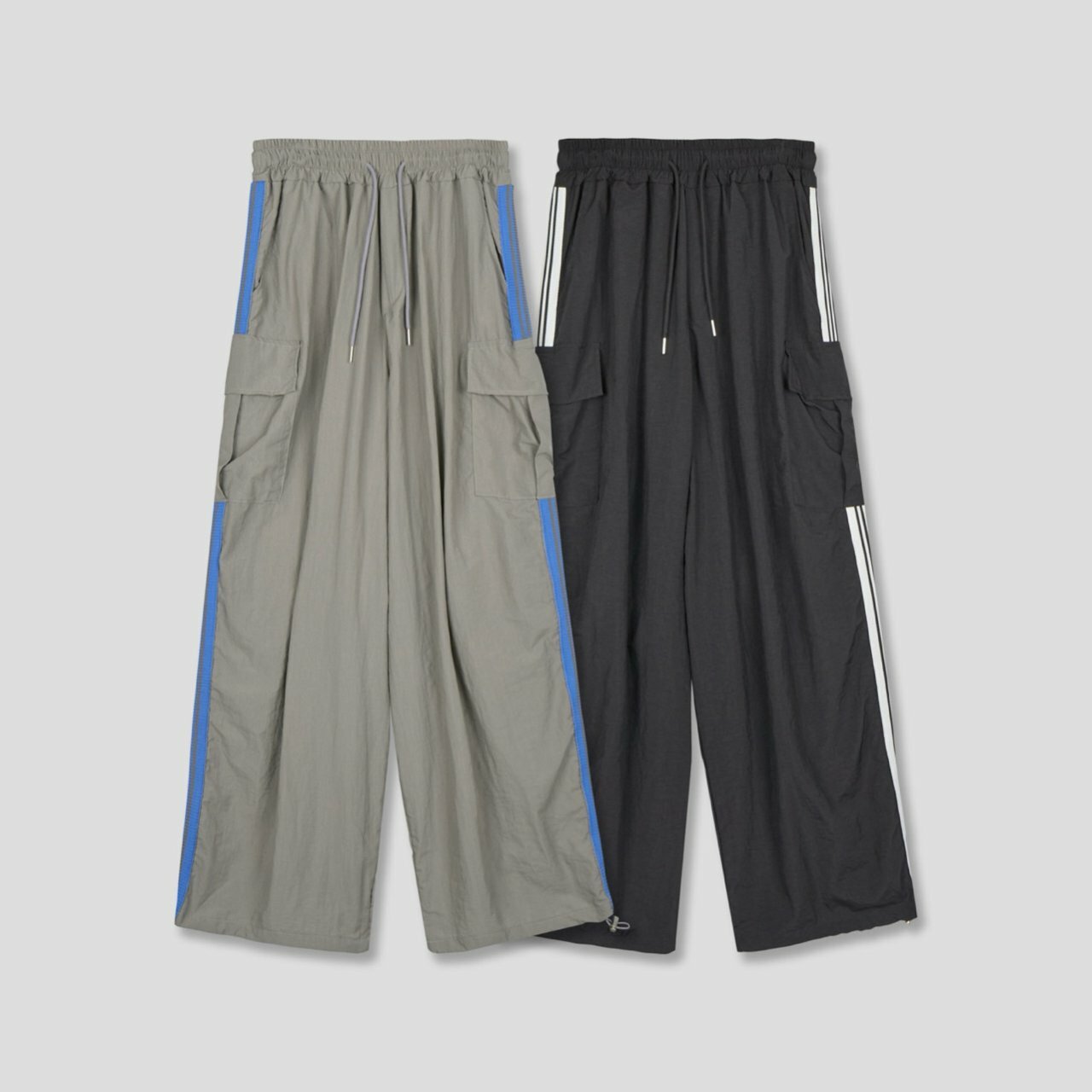 拼間工裝鬆身褲 CHALK-008P