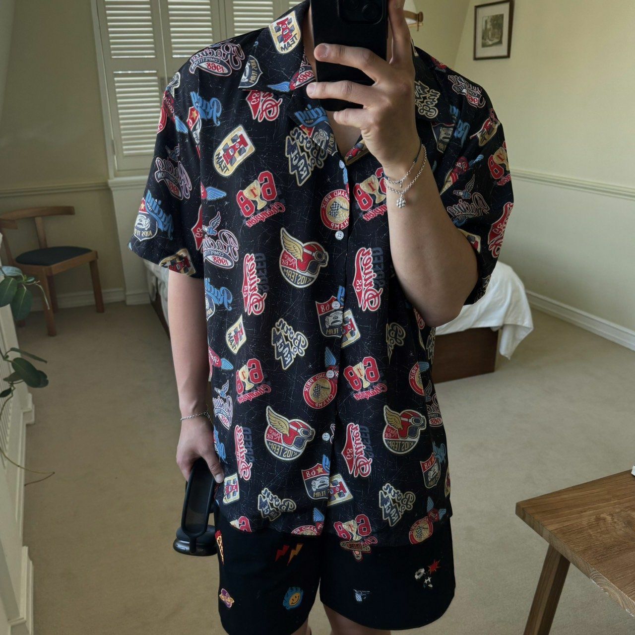 英文字圖案短袖恤衫 BY ATTENTION-198S