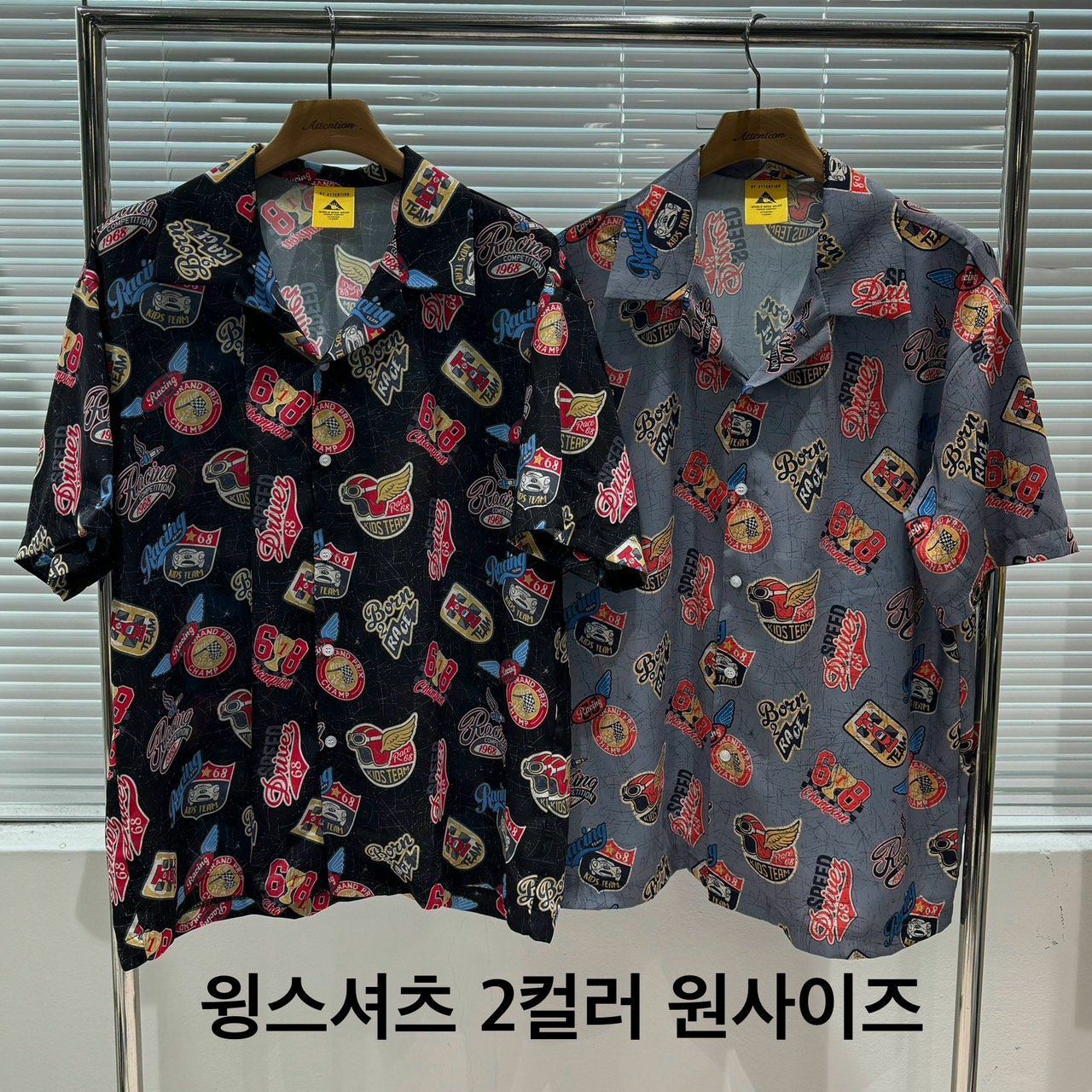 英文字圖案短袖恤衫 BY ATTENTION-198S