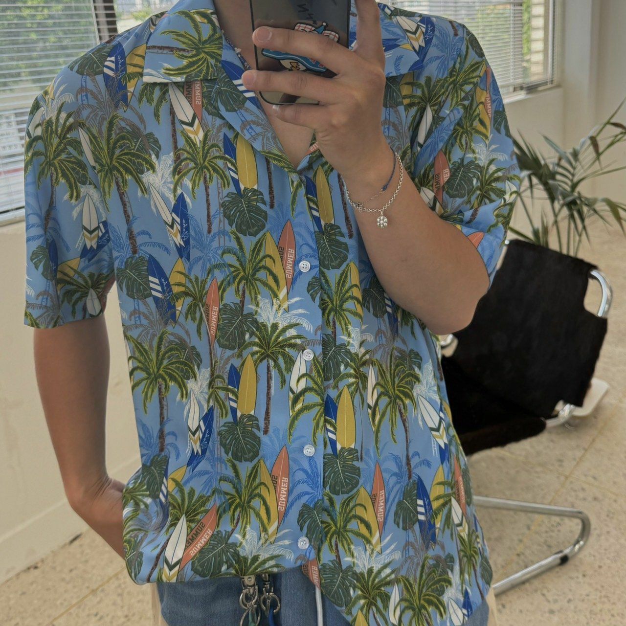 椰樹圖案短袖恤衫 BY ATTENTION-201S