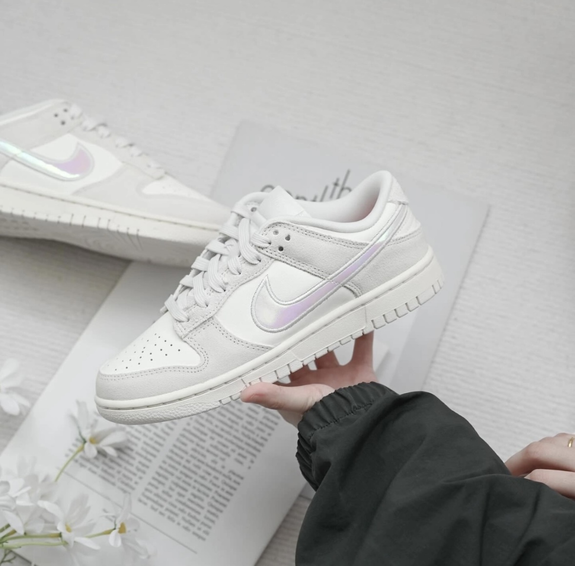 限時接單❗️Nike Dunk Low 米灰色 漸變勾勾 麂皮 拼接 女款 HF5074-133/預購