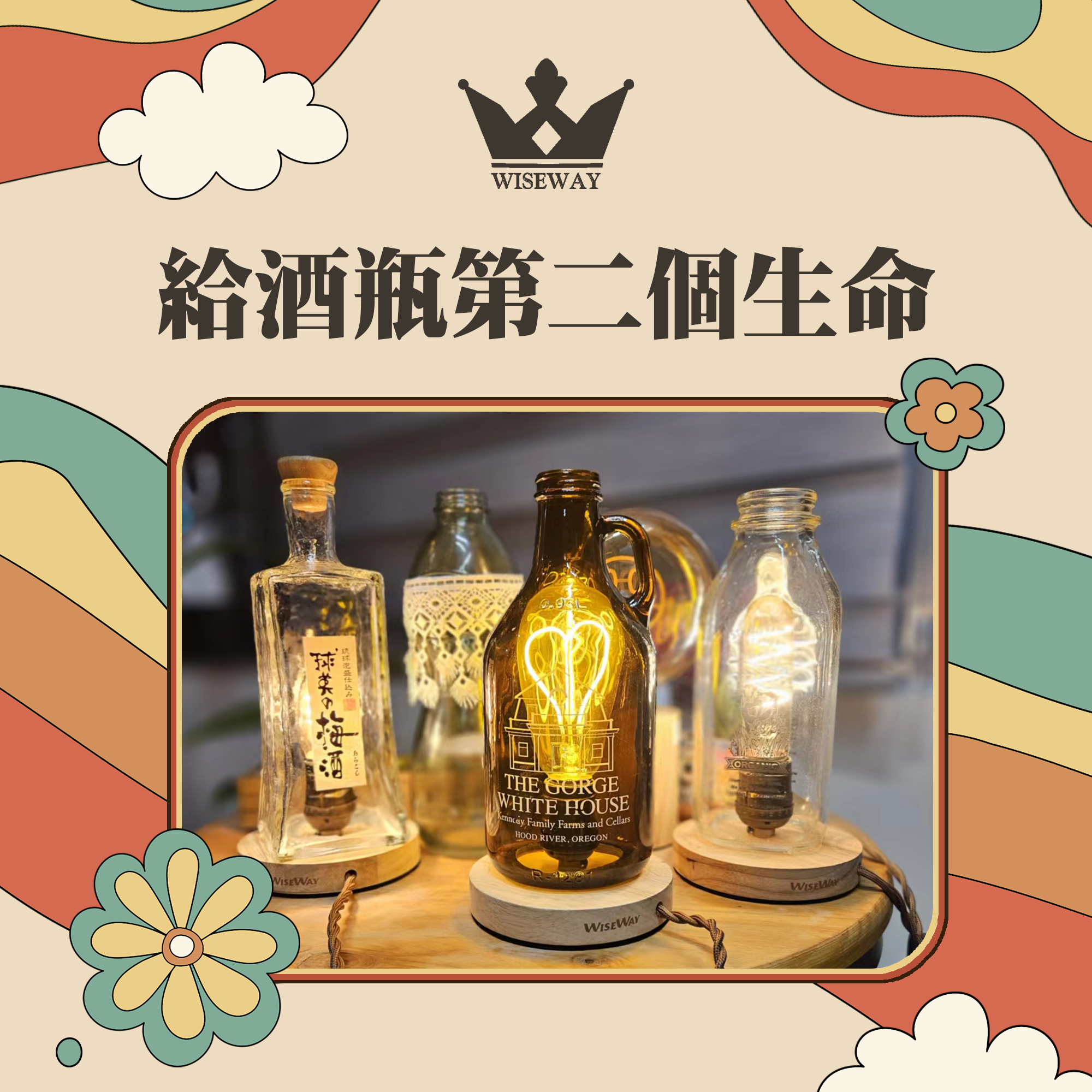 【客制】創意禮物 浪漫定制  玻璃瓶燈｜酒樽臺燈