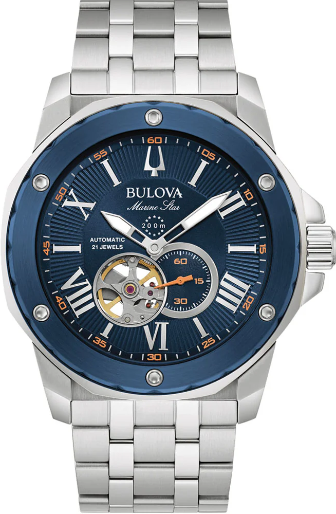 萬年鐘錶 - BULOVA 寶路華  BULOVA  透視錶面海洋之星機械男錶  98A302 錶徑 45MM