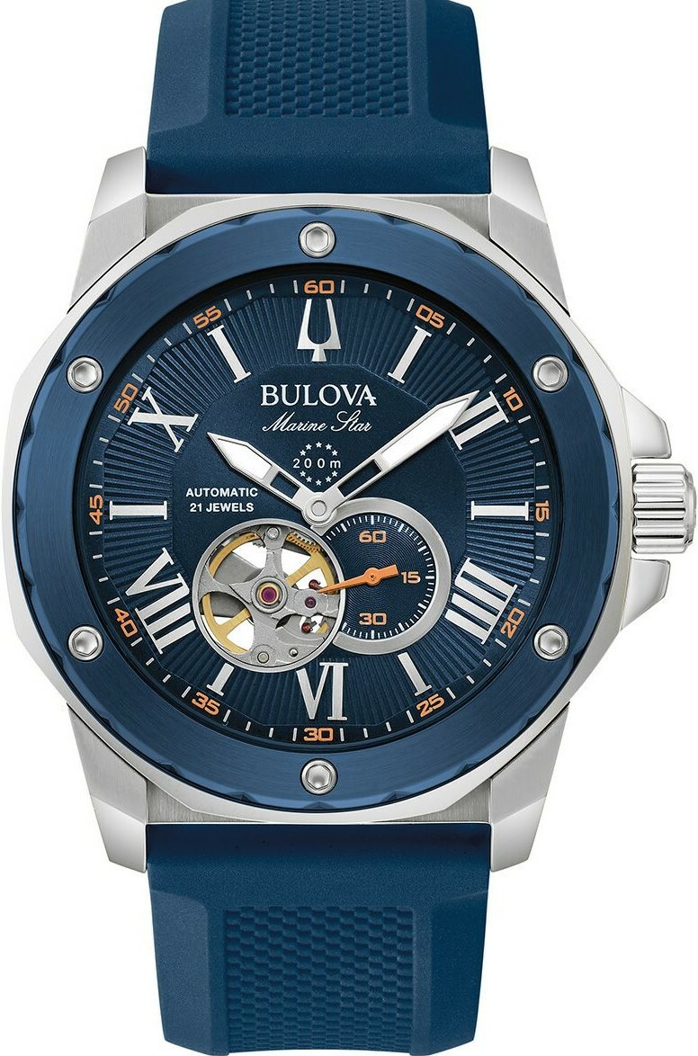 萬年鐘錶 - BULOVA 寶路華  BULOVA  透視錶面海洋之星機械男錶  98A303  錶徑 45MM