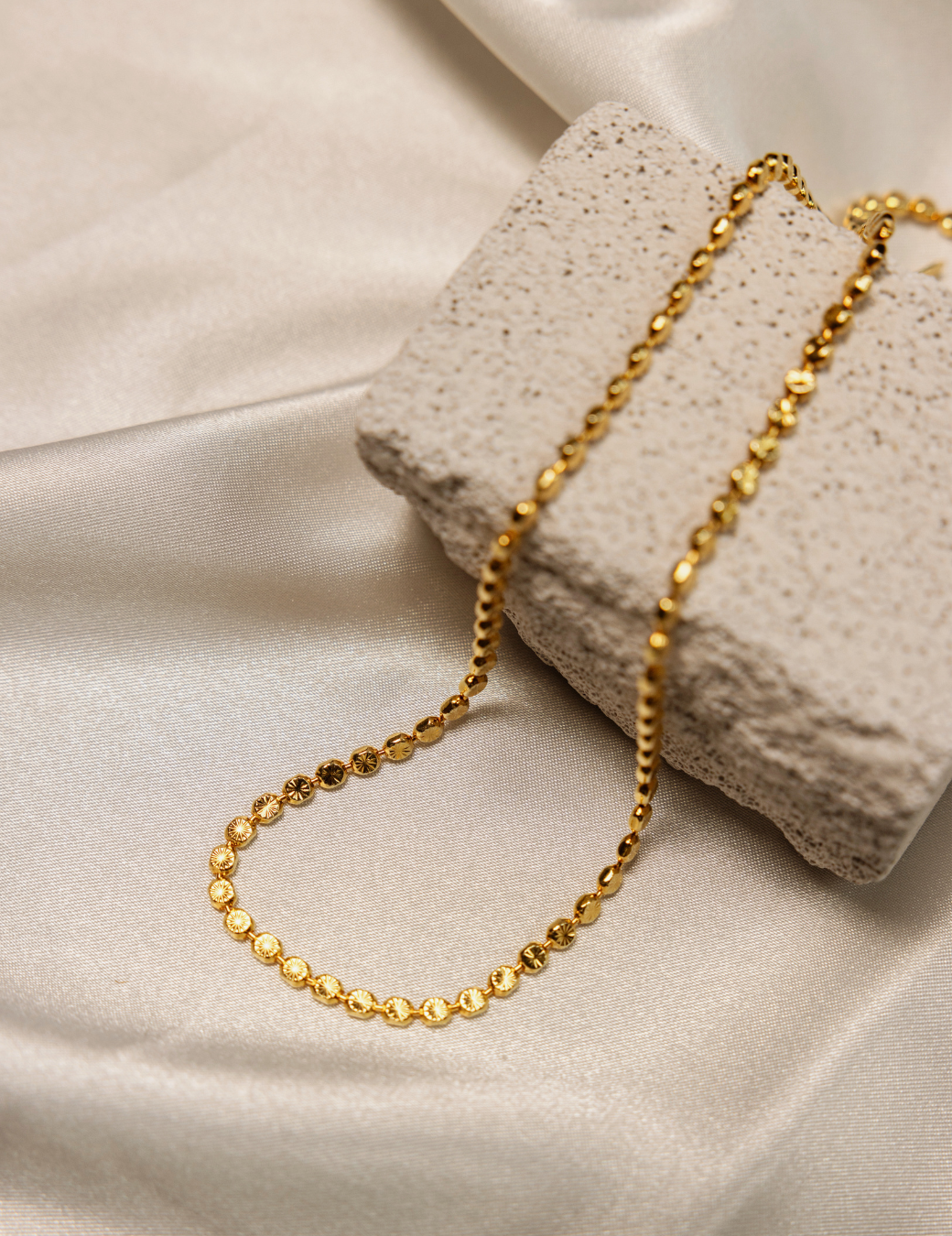 放射紋扁珠項鍊（金色/41cm）