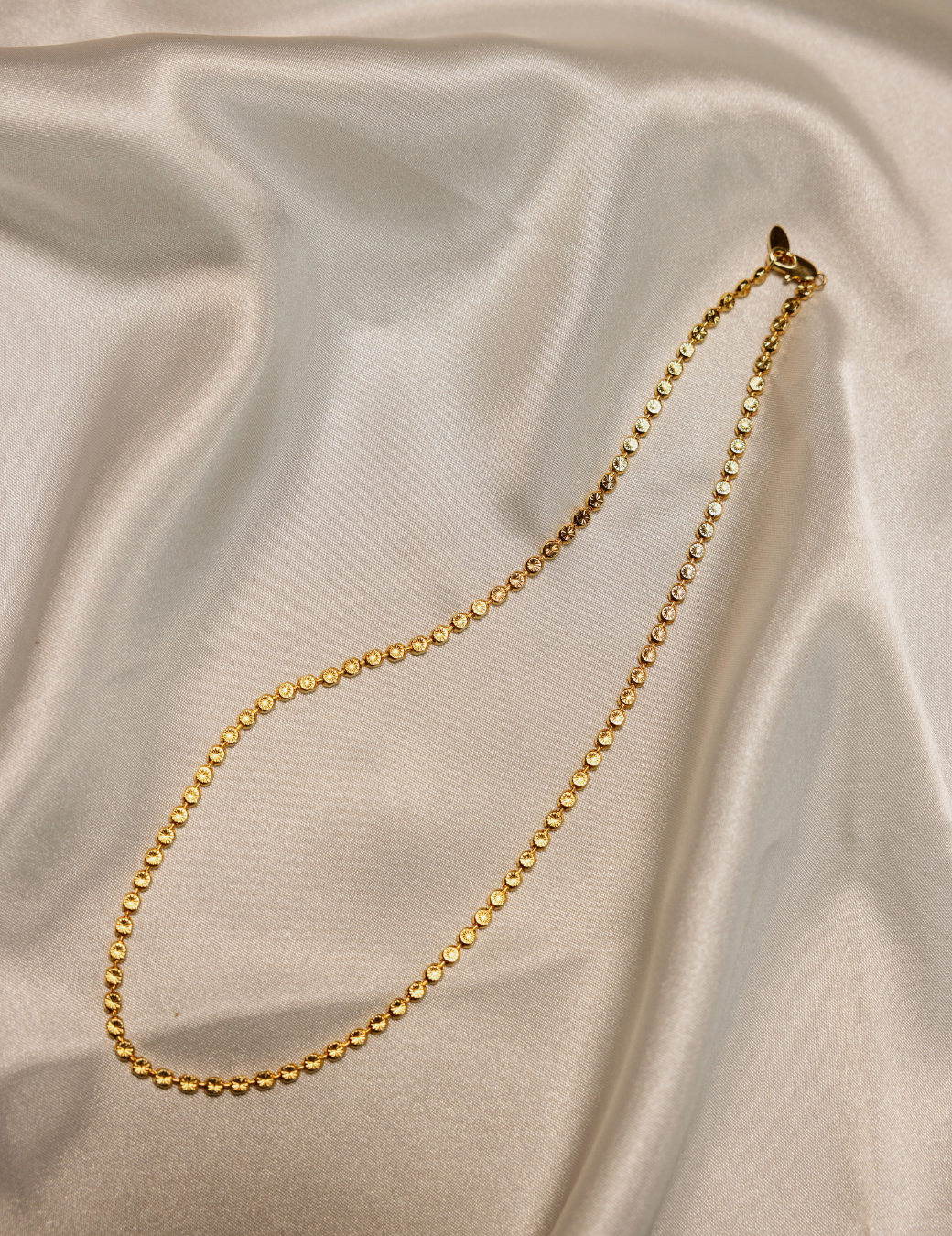 放射紋扁珠項鍊（金色/51cm）