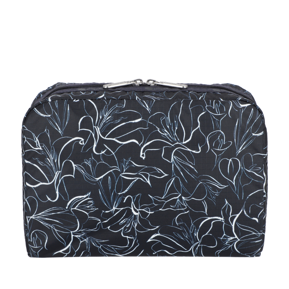 LeSportsac - EXTRA LARGE RECTANGULAR COSMETIC 加大型化妝包 - 深藍寫意花繪