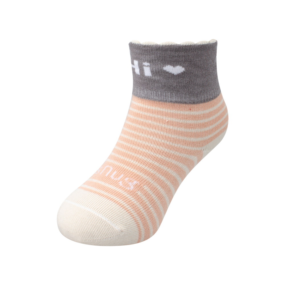Child Odor Free Socks with Orange Pink color and Milk White Stripe