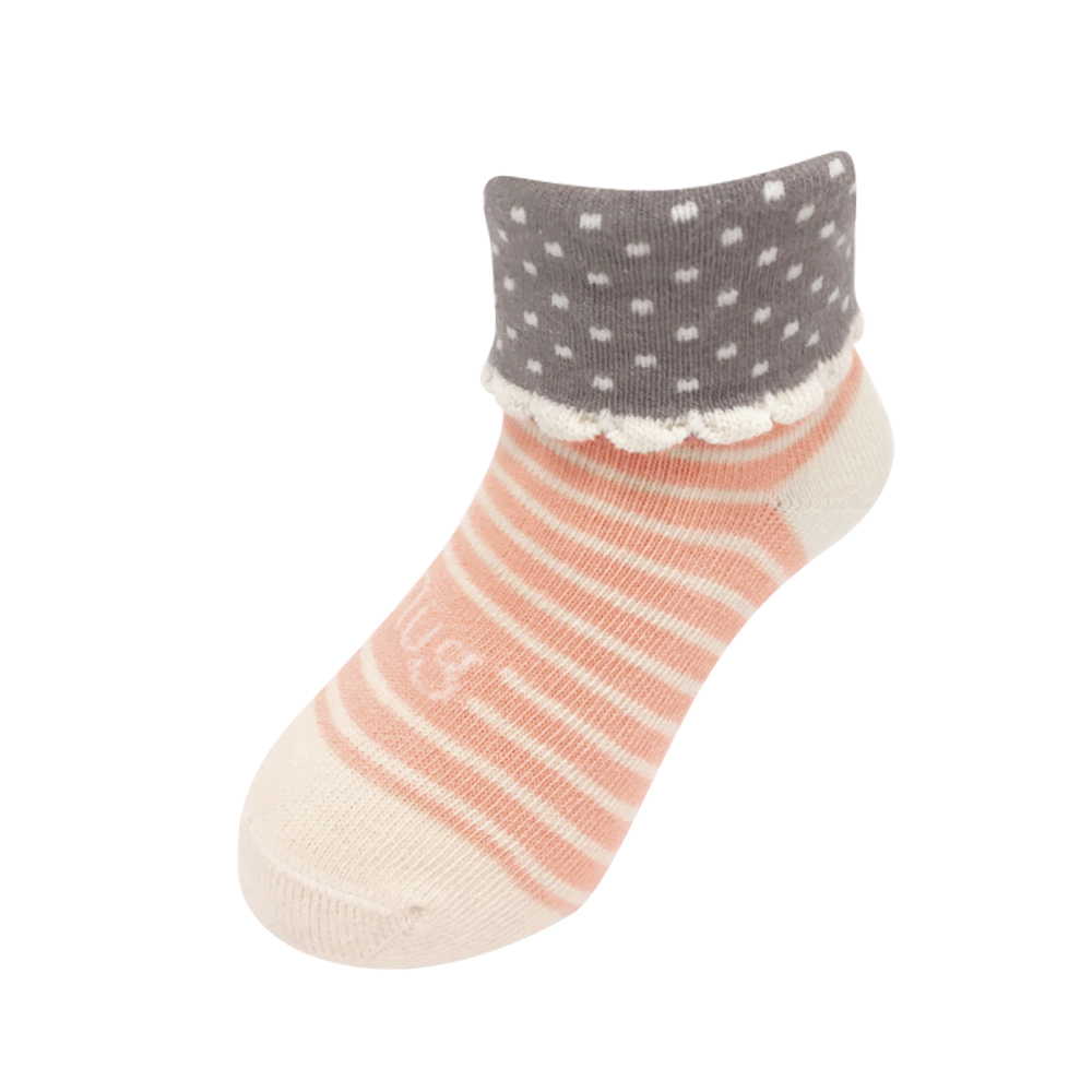 Child Odor Free Socks with Orange Pink color and Milk White Stripe