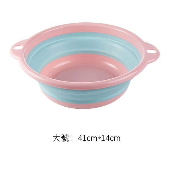熱推日式收納系列 厨房洗菜盆 浴室洗面盆 洗腳盆 洗手盆【粉藍色大號】