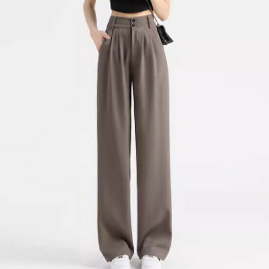 Hot selling high-waisted double-button casual pants [khaki (trousers)] [S-3XL size] (please contact customer service to confirm the delivery size after placing the order)