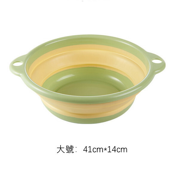 熱推日式收納系列 厨房洗菜盆 浴室洗面盆 洗腳盆 洗手盆【綠黃大號】