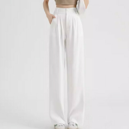 Hot selling high-waisted double-button casual pants [white (trousers)] [S-3XL size] (please contact customer service to confirm the delivery size after placing the order)