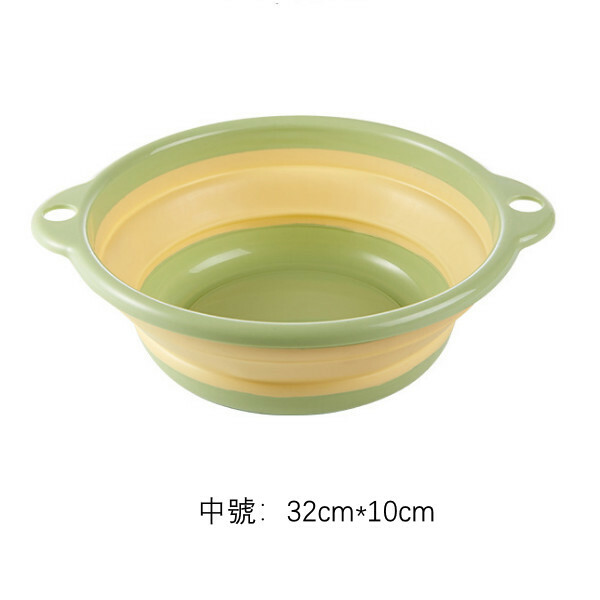 熱推日式收納系列 厨房洗菜盆 浴室洗面盆 洗腳盆 洗手盆【綠黃中號】