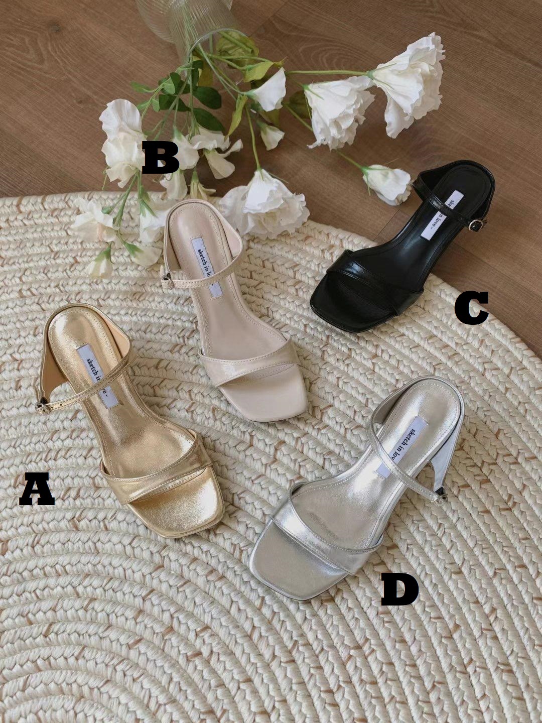 SH#14370🤎骨感腳踝金屬涼拖